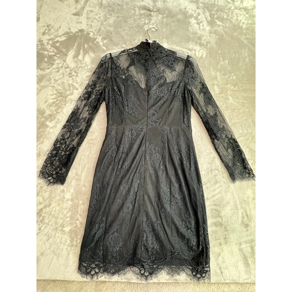 NIKIBIKI Black Lace Mock Neck Long Sleeve Sheath Dress Size L - Picture 9 of 11